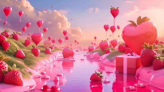 Sweet Treat: Creamy River Flow Featuring Banana Milk, Strawberry, and Cheese. Crafted by Generative AI