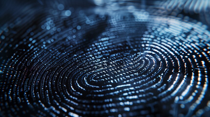 Close up of fingerprint background , dark blue color tone , Cybersecurity concept .