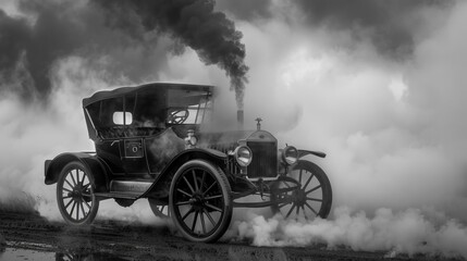 Fototapeta na wymiar old steam car
