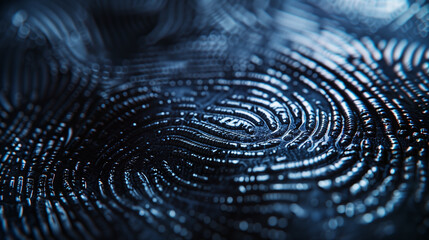 Close up of fingerprint background , dark blue color tone , Cybersecurity concept . - obrazy, fototapety, plakaty