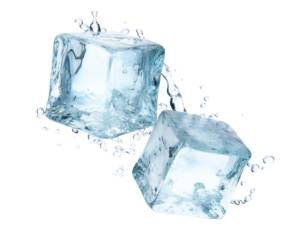 Two falling ice cubes, cut out