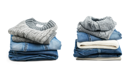 Organized folded Clothing Stack isolated on transparent background PNG Clipart