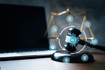 AI law and ethics and legal concepts artificial intelligence law and online technology of legal...