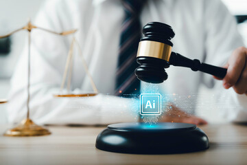 AI law and ethics and legal concepts artificial intelligence law and online technology of legal...