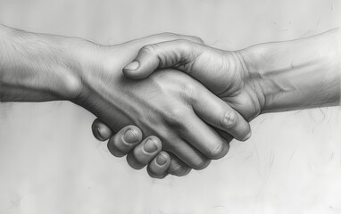 Sketch illustration of two hands holding each other strongly.