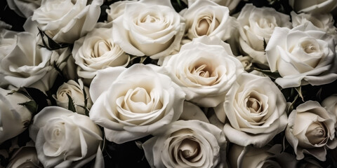 White Roses Flowers. Beautiful Floral Background