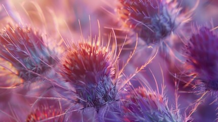 Harmonious Blends of Thistle: Extreme macro reveals the milk thistle's refreshing hues, reminiscent of Summer Sky.