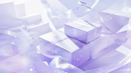 Purple gift with silver ribbon abstract purple background.