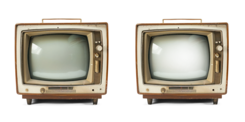 Classic vintage TV with Transparent Screen ON and OFF old antique television clipart