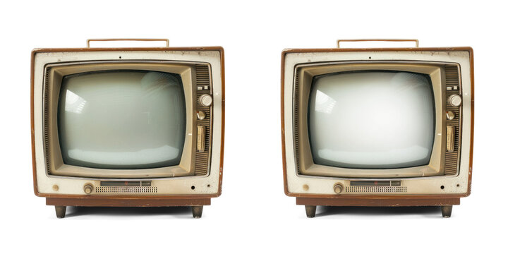 Classic vintage TV with Transparent Screen ON and OFF old antique television clipart