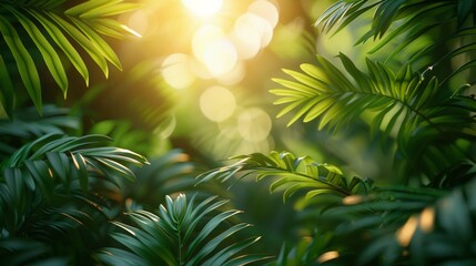 Misty morning in the forest, abstract natural backgrounds.