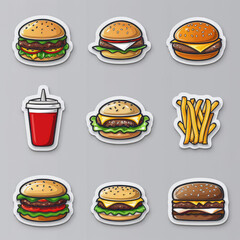 Classic Fast Food Menu Items Stickers