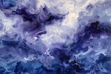 Foto op Canvas Indigo Dreams: Dynamic Brushwork Vibrations on Ivory Canvas © hisilly