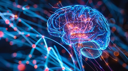 3D illustration of human brain nerve tracts based on magnetic resonance imaging (MRI). 