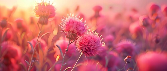 Serene Spectrum: Milk thistle blooms showcase a serene spectrum of hot and cold tones, captivating viewers with their calming allure.