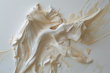 cream of milk Acrylic Paint Strokes on a Canvas Creating Artistic Texture