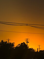 power lines at sunset