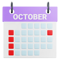 3d October calendar illustration
