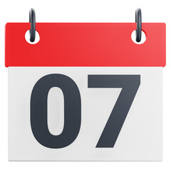 3d 7th Seven day of month calendar illustration