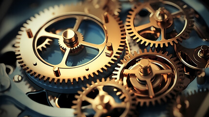 Gears and mechanisms background, industrial innovation, gears and gears working together