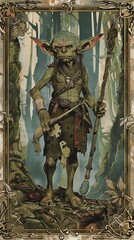 Goblin with Armor and Weapon with Frame Illustration