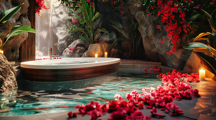Tropical Spa Paradise by the Waterfall, An Escape into Natures Embrace, The Luxury of Relaxation in...