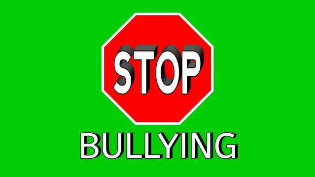Stop bullying text animation motion graphics on green screen background