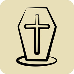 Obraz premium Icon Coffin. suitable for Halloween symbol. hand drawn style. simple design editable. design template
