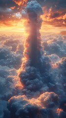 Fototapeta premium huge Athen column breaking through the cloud