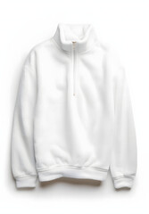 Blank white fleece half zip sweatshirt mockup