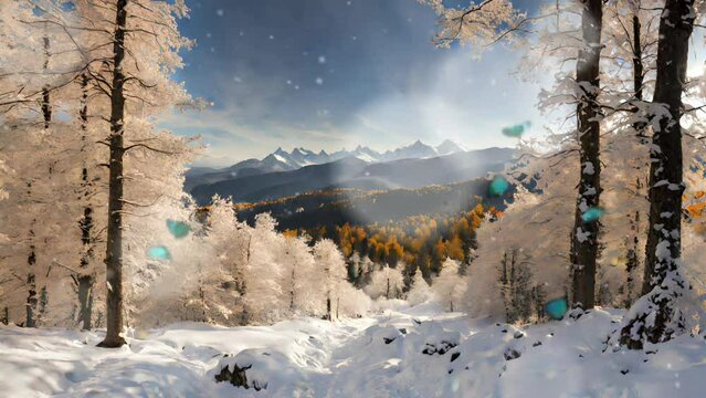 winter mountain landscape seamless looping 4k animation video background