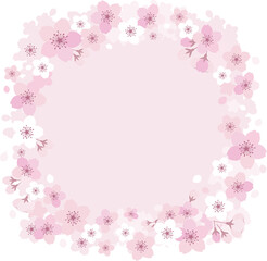 桜の正方形の背景フレーム　花の線