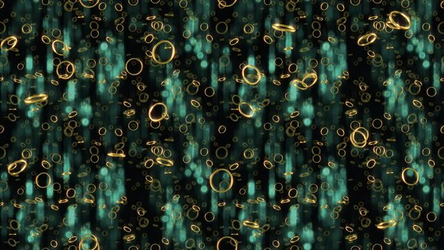 Ring Gold background loop tile falling. This wallpaper is loopable and tileable.