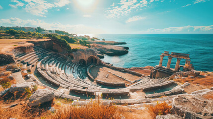 Generic ancient Greece amphiteater near the sea