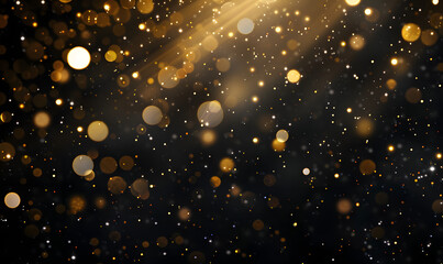 a black background with gold lights and sparkles, Generative AI 