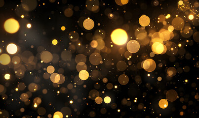 Fototapeta na wymiar a black background with gold lights and sparkles, Generative AI 