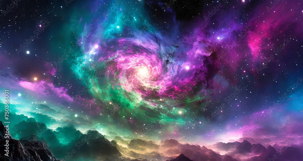 Wall mural generate a mesmerizing and vibrant image of a colorful space galaxy cloud nebula