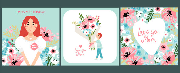 Mother's day cards in vector - 750367617