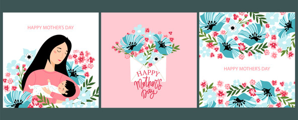 Fototapeta na wymiar Card set for Mother's day