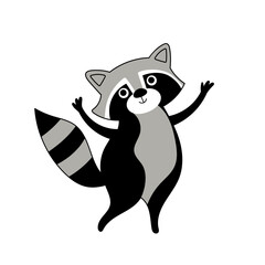 Illustration of cute cartoon raccoon - 750367622