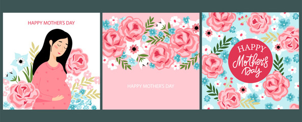 Mother's day greeting square backgrounds