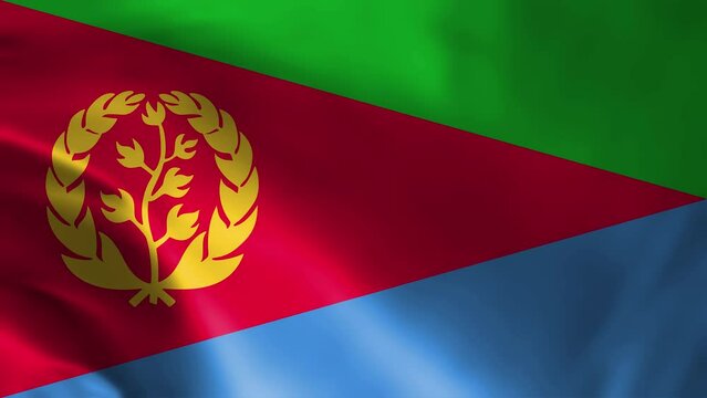 Eritrea Waving Flag, Eritrea Flag, Eritrean flag fluttering in the wind, seamless loop flag animation of Eritrea. 4K