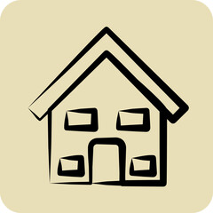 Icon House. suitable for education symbol. hand drawn style. simple design editable. design template