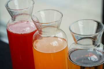 Soft drinks with different flavors are on the table