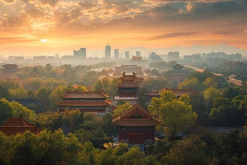 Fototapete Peking chinese temple at sunset