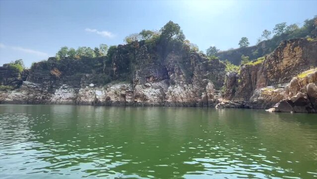 A shot of Bhedaghat Boating Point in Jabalpur, Madhya Pradesh, India 

