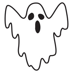 ghost doodle icon transparent background