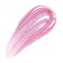 Pink cosmetic gel with a holographic glitter effect isolated on a white background