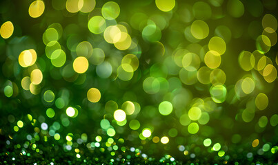 Fototapeta premium a green background with green lights and sparkles, Generative AI 