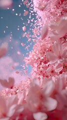Fototapeta premium Blossom Euphoria: Dive into a sea of Sakura blossoms with an extreme close-up, where every petal tells a story.